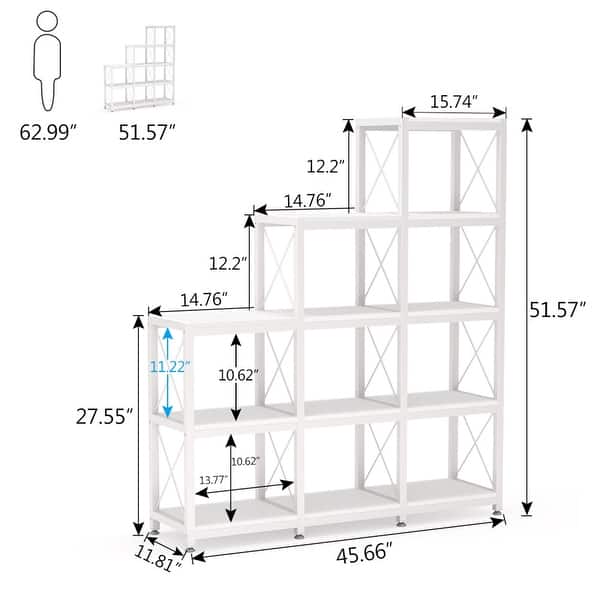 dimension image slide 0 of 3, Corner Bookshelf 9-cube Stepped Etagere Bookcase - N/A