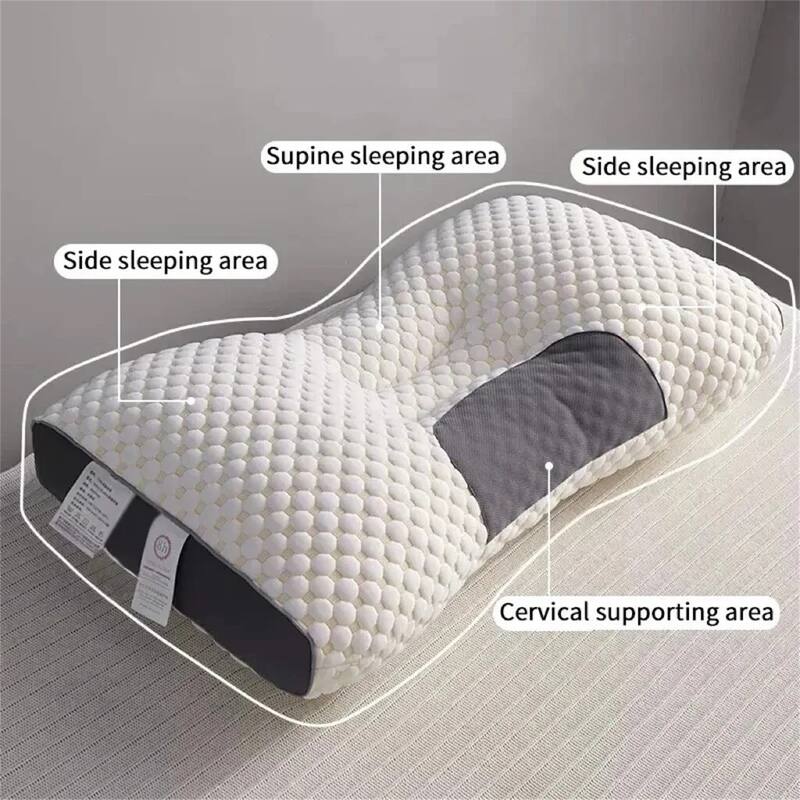 Set of 4 Ergonomic Cervical Neck Pillows, Orthopedic Contour Support Bed Pillow with Washable Covers - N/A