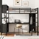 preview thumbnail 27 of 50, All-in-One Metal Loft Bed with L-Shaped Desk & Wardrobe, Bedrooms Bed Frame with Storage Cubes, Shelves, Full-Length Guardrails Black - Full