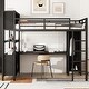 preview thumbnail 1 of 26, Metal Loft Bed with Wardrobe And L-shaped Desk, Full Size Black