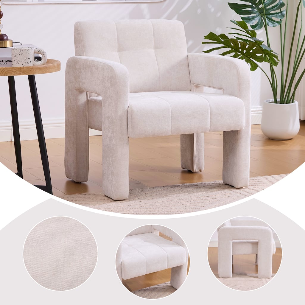 HOMEFUN Chenille Upholstered Tufted Comfortable Wood Frame Single Armchair