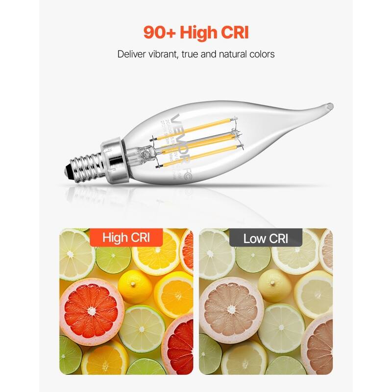 Clear Glass LED Candelabra Bulbs 12-Pack Flame Tip Dimmable E12 - 1.38 x 4.7 in