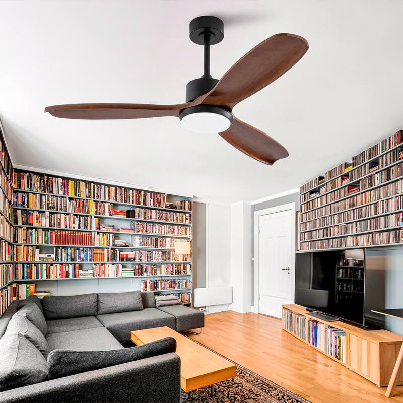 52" Wood Ceiling Fan w/ Lights Remote Control, Quiet DC Motor 3 Blade Ceiling Fans