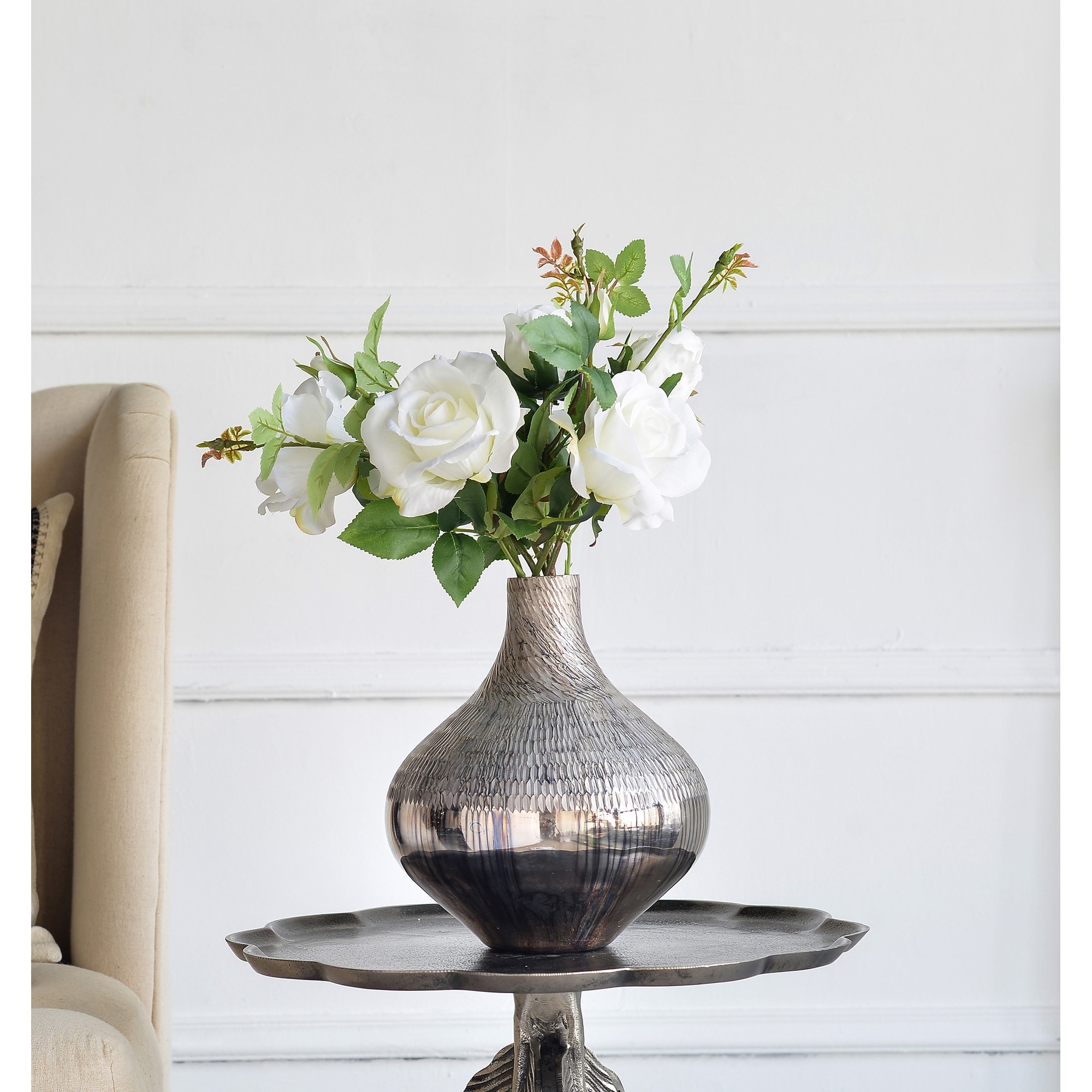 D9X10" Glass Silver Vase