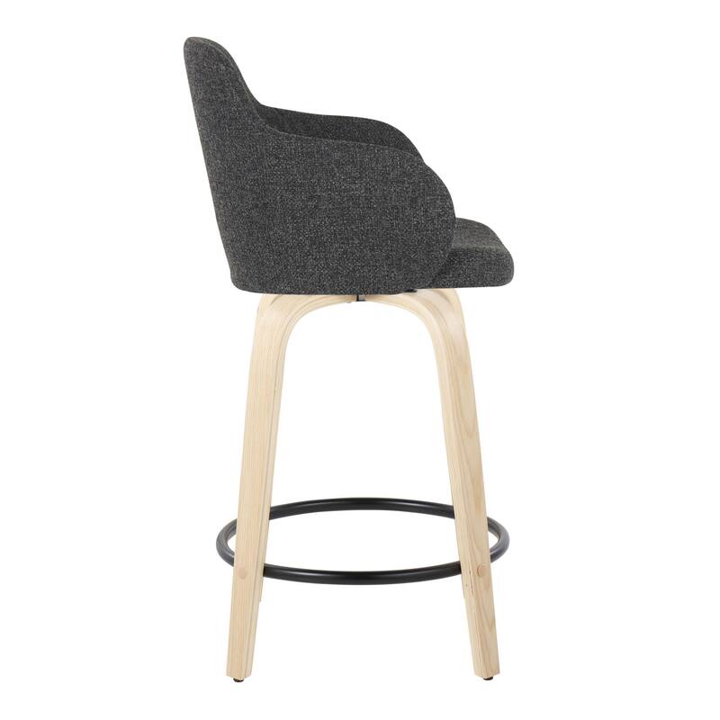 Carson Carrington Iglabo 24" Fixed-Height Counter Stool with Bent Wood Legs and Round Footrest (Set of 2)
