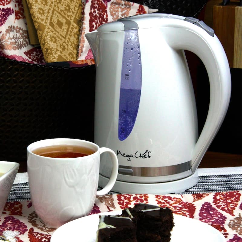 1.7L Rapid Boil Cordless Serving Electric Tea Kettle in White