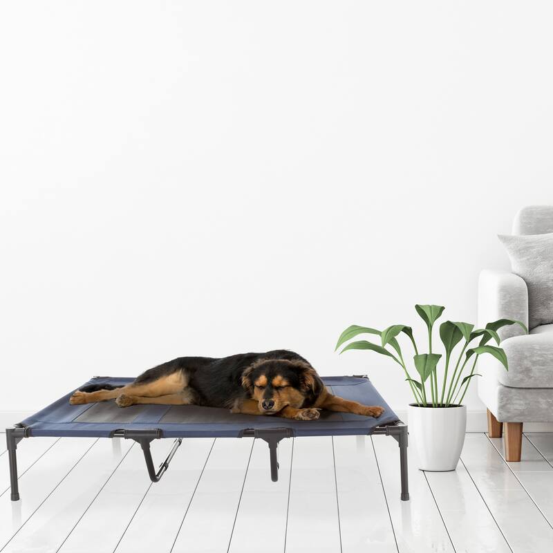 Petmaker Steel Frame Elevated Dog Bed with Non-Slip Feet - Indoor/Outdoor Puppy Cot for Pets