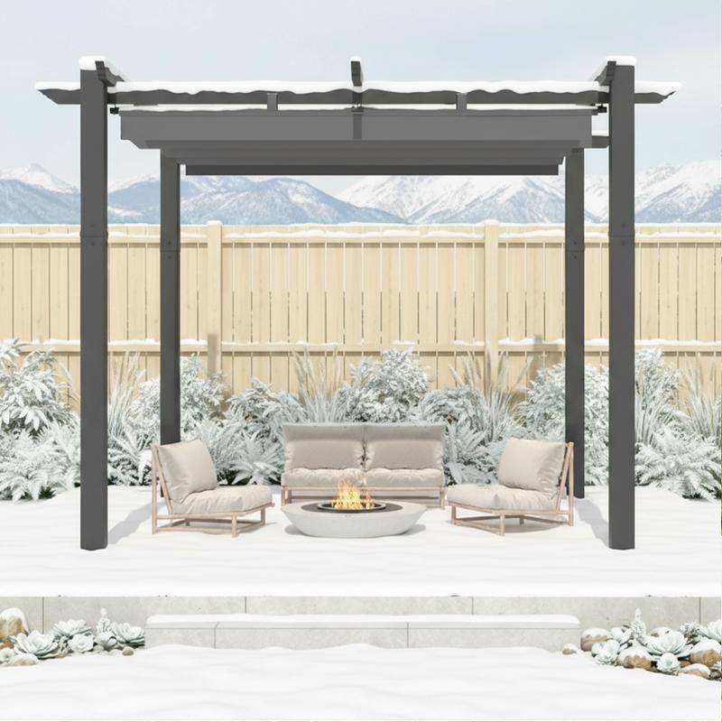 EROMMY 10' x 13' Outdoor Pergola with Retractable Canopy, Heavy-Duty Metal Frame and Adjustable Patio Shade Roof