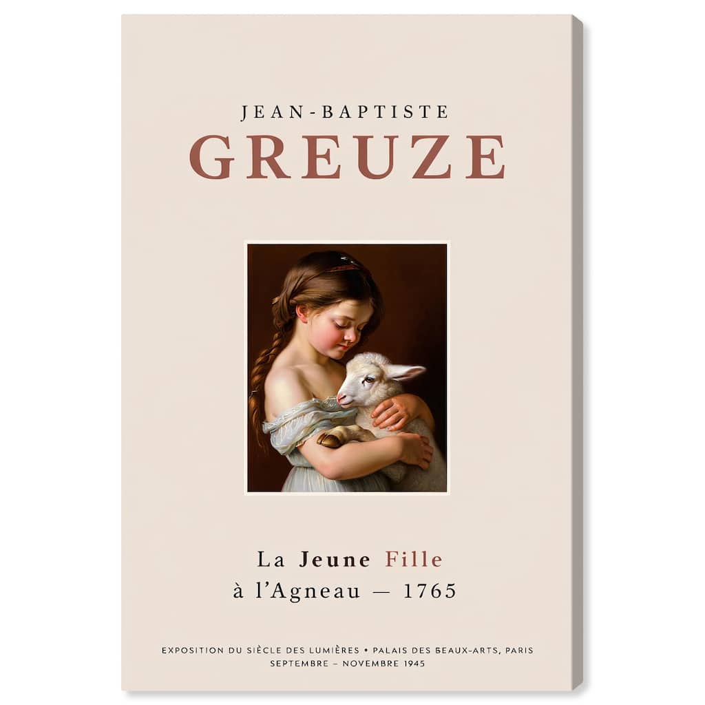 Girl and Her Lamb Canvas by Art Remedy, Gallery Wrapped