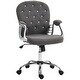 preview thumbnail 10 of 16, Teddy Fleece Home Office Chair, Upholstered Vanity Chair with Armrests, Swivel Rolling Chair with Back and Wheels Dark Gray