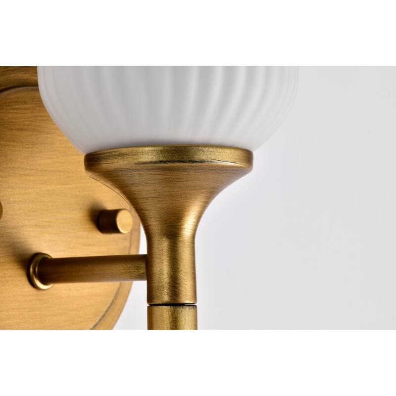 Solara 1 Light Wall Sconce Natural Brass Finish Frosted Ribbed Glass - Natural Brass