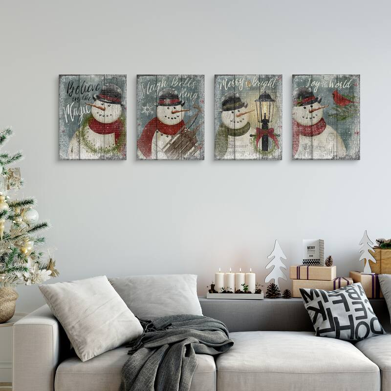 Snowman Believe, Cardinal, Merry & Bright, Sleigh Bells by Beth Albert Canvas Art Prints