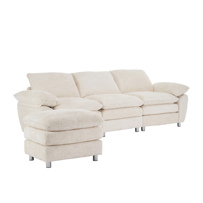 Modern Upholstered Polyester Sleeper Sofa with Ottoman