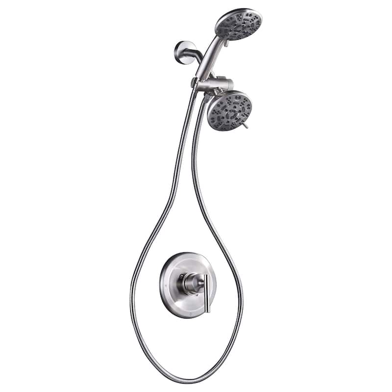 WOWOW Single-Handle 7-Spray Dual Shower Head Shower Faucet - Brushed Nickel