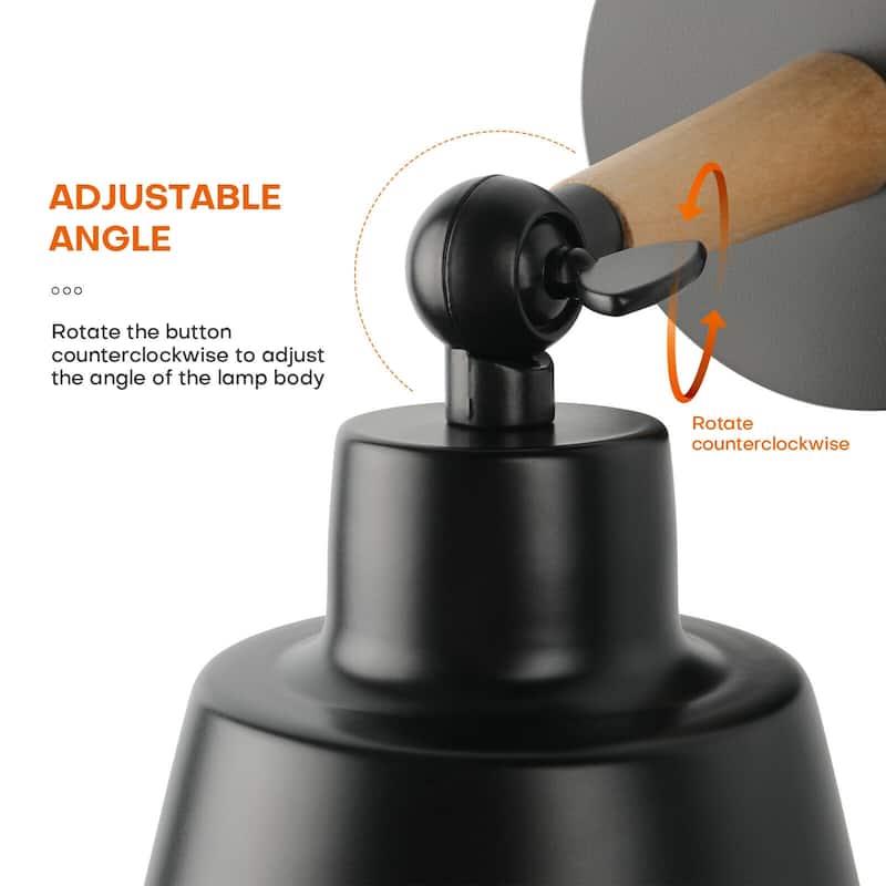 Adjustable Vintage Wall Sconces Bedside Bedroom Wall Light Fixtures - Lampshade Dia 5.1"