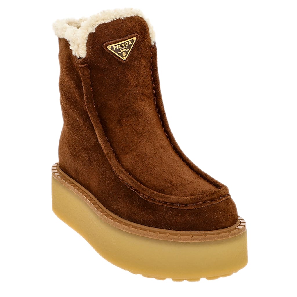 Prada Suede and Shearling Booties