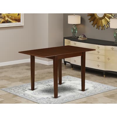 Rectangular Dining Table with Drop Leaves - 30x48 Inch Table, Mahogany Finish, Solid Wood Kitchen Table - 54