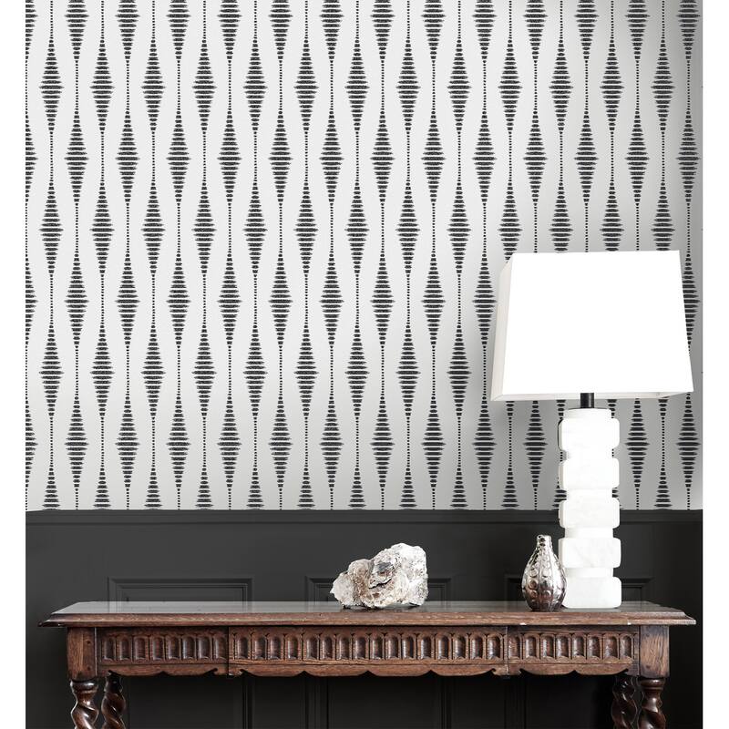 Seabrook Designs Diamond Stripe Glass Beaded Unpasted Wallpaper