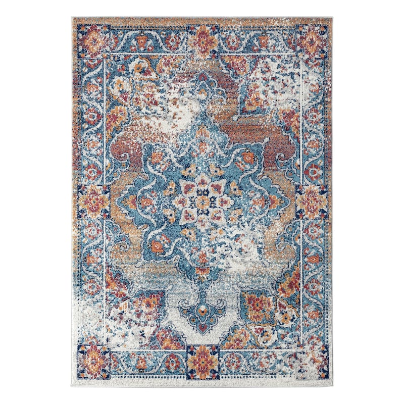 Aurelia Mata Orange Bordered Area Rug - 2' x 3'