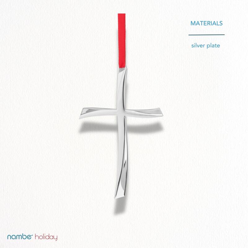 Nambe Nouveau Cross Ornament - 3.3” x 5.5”
