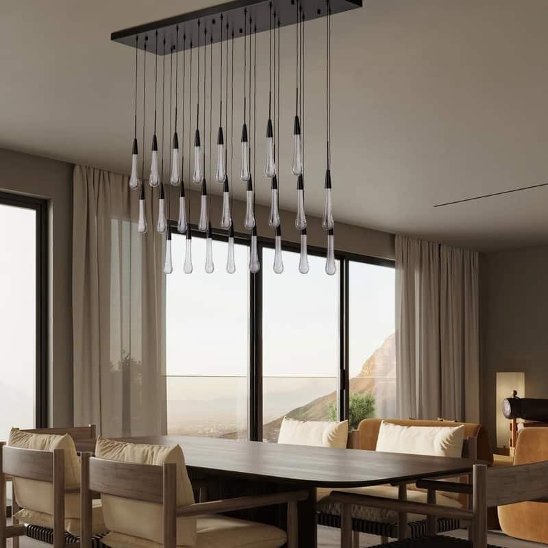 KAYLA Raindrop Chandelier, Modern Glass Pendant Light, Bulb Included