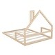 preview thumbnail 7 of 18, Full Size Wood Floor Bed with House-Shaped Headboard, Natural Finish for a Playful and Modern Bedroom Look