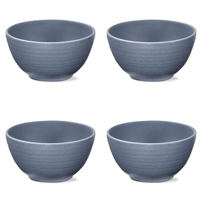 22 oz. 6 in. Light Blue Brooklyn Melamine Plastic Dinnerware Bowl Dishwasher Safe Indoor Outdoor Round Blue Set 4