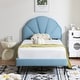 preview thumbnail 7 of 36, Upholstered Bed with Unique Seashell Headboard Blue - Twin
