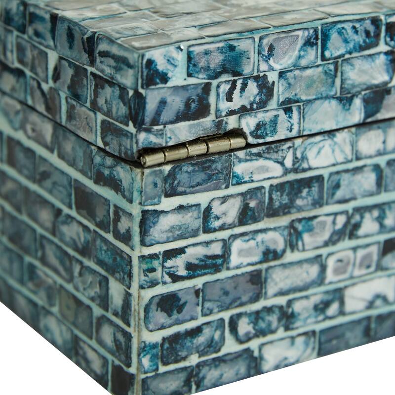 Mother of Pearl Handmade Geometric Box with Hinged Lid (Set of 2)