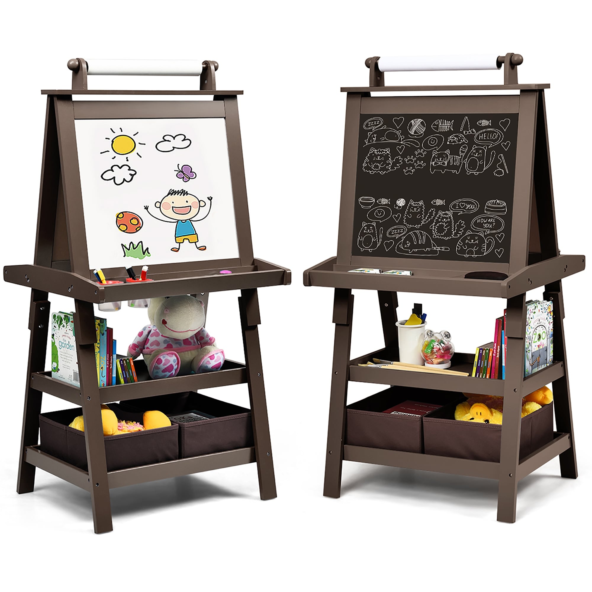 Costway Flip-Over Double-Sided Kids Art Easel Paper Roll Storage Bins - See  Details - Bed Bath & Beyond - 33122970