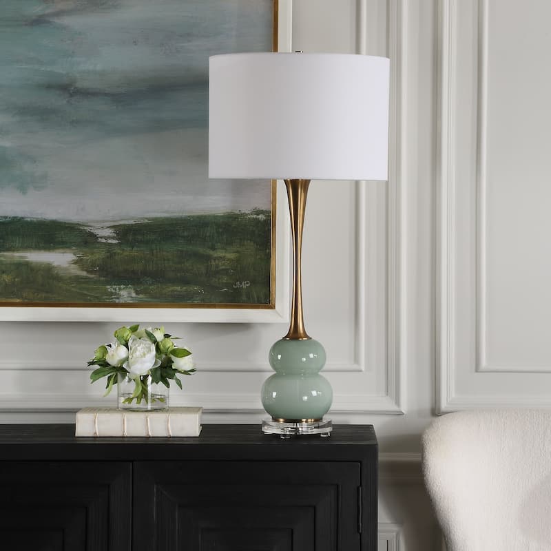 Uttermost Sanctuary Green Gray Table Lamp - 35.25'' H X 16.5'' W X 16.5'' D