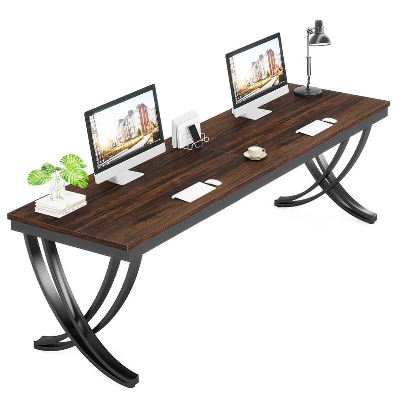 78.74" Extra Long Double Computer Desk with Unique Metal Legs for Home Office