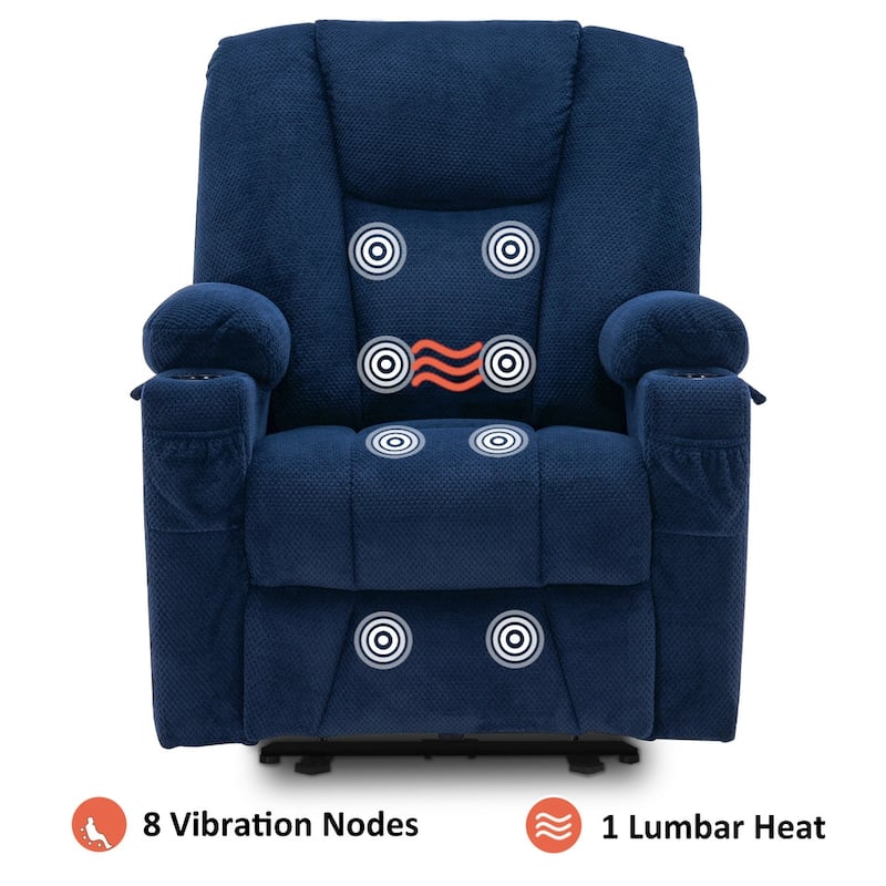 MCombo Electric Power Recliner Chair with Massage & Heat, Plush Fabric 8015