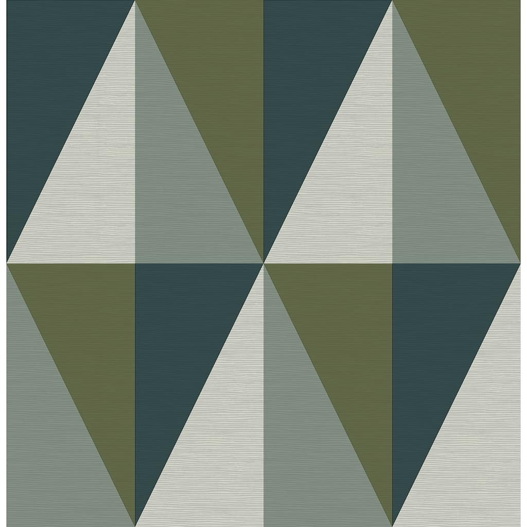 A-Street Prints Aspect Green Geometric Faux Grasscloth Wallpaper