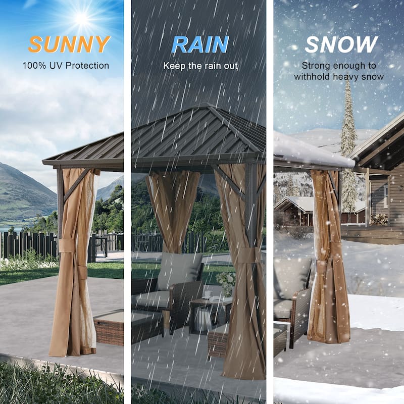 ABCCANOPY Outdoor Hardtop Gazebo with Galvanized Steel Double Roof