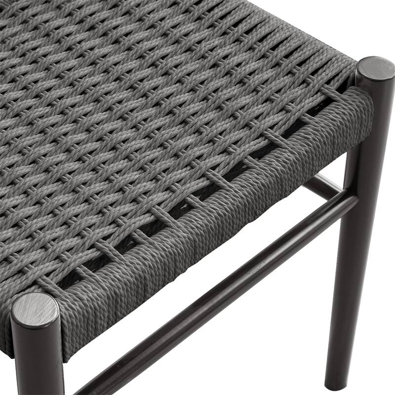 Set of 2 Wood and Rattan Dining Chairs with Woven Seat, Fully-Assembled