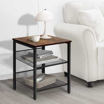 Modern Nightstand End Table 2 Shelves Bedside Table Set of 2