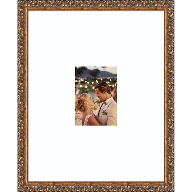 Antique Bronze Framed Picture Frame, Photo Frame - 16x20 Matted White 5x7