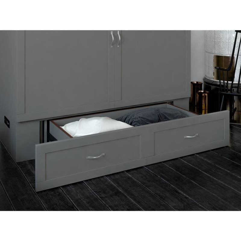 Murphy Bed Chest with Mattress & Charging - Space Saving Folding Bed