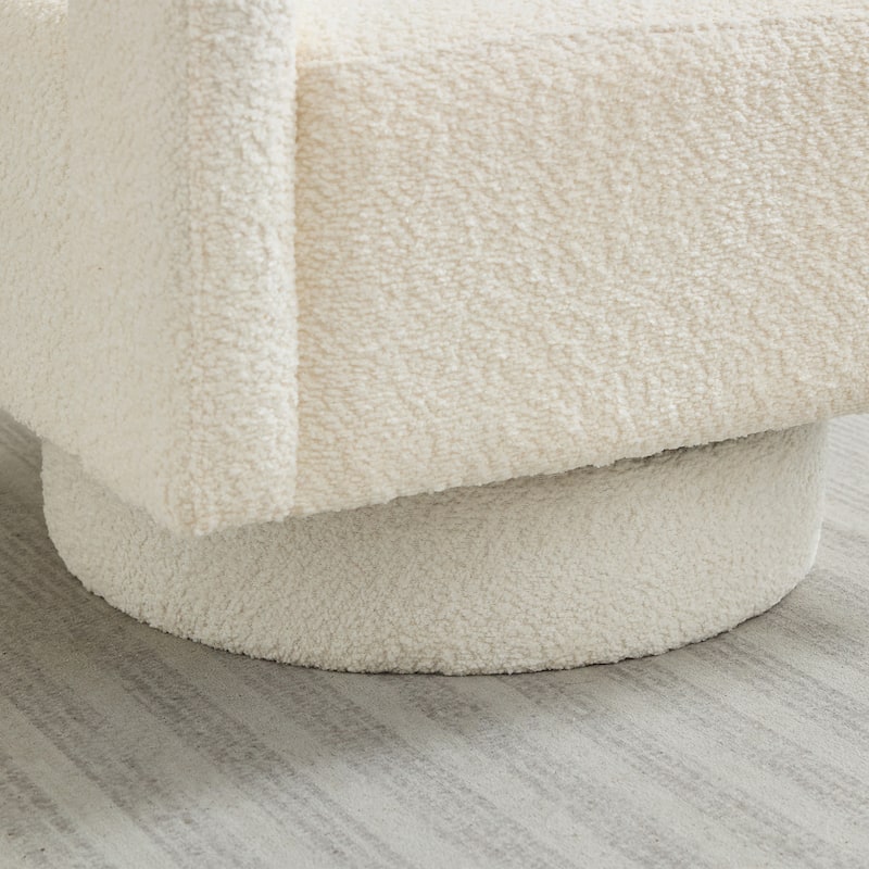 Roomfitters 29.13" Square Swivel Accent Chair, Modern Open Back Boucle Lounge Club Chair, 360° Rotation