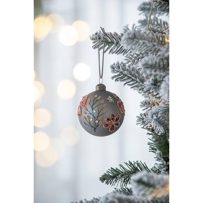 D3" Christmas Ball Ornaments, Glass Decorative Hanging Ball Christmas Tree Ornaments for Holiday Party, Set of 12 - Multi