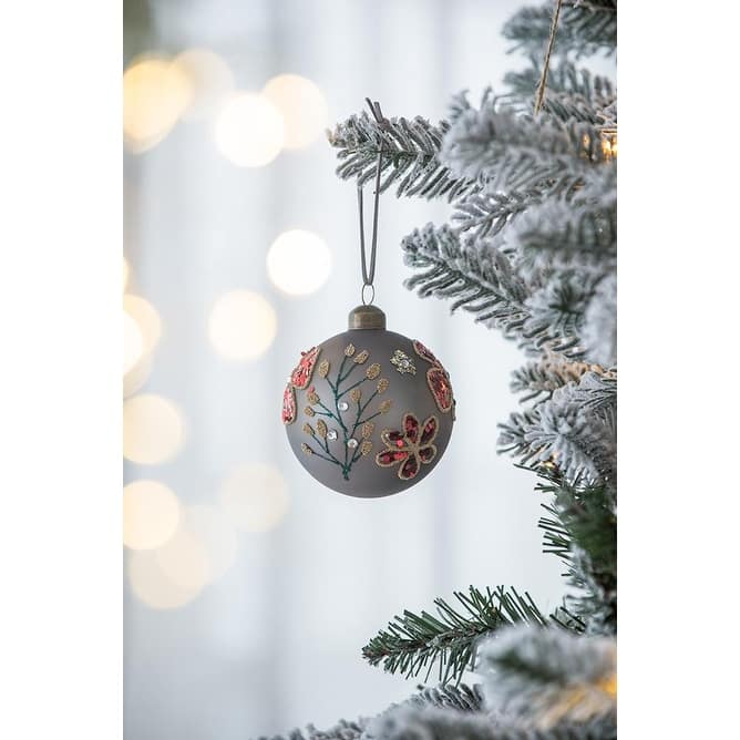 D3.9" Christmas Ball Ornaments, Glass Decorative Hanging Ball Christmas Tree Ornaments for Holiday Decorations, Set of 6