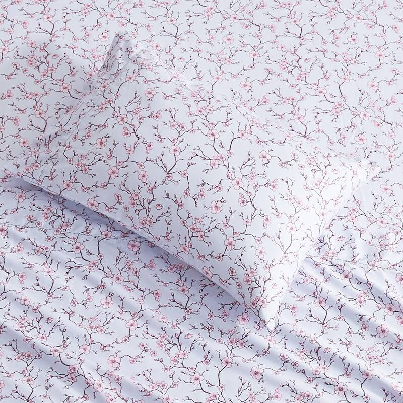 Printed Floral Design Cotton Collection Sheet Set and Pillowcases