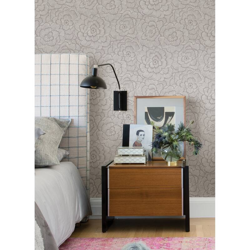 A-Street Prints Periwinkle Sterling Textured Floral Wallpaper