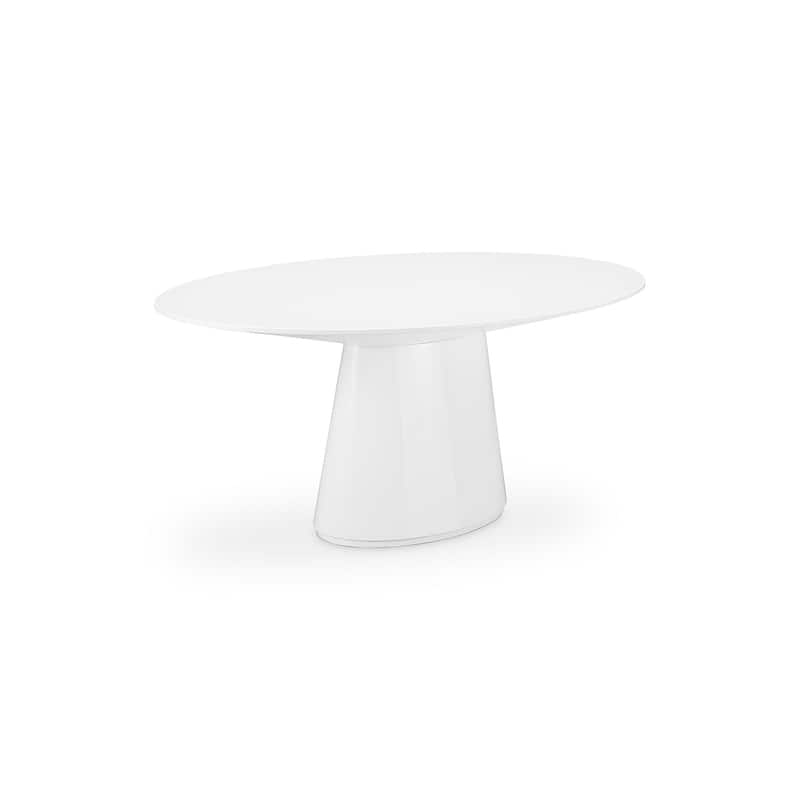 Aurelle Home Modern Pedestal Kitchen Dining Table - Oval - White