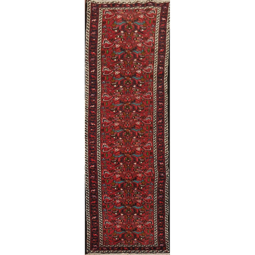 Tribal / Geometric Gharajeh Persian Runner Rug Handmade Wool Carpet - 2'3" x 9'5"