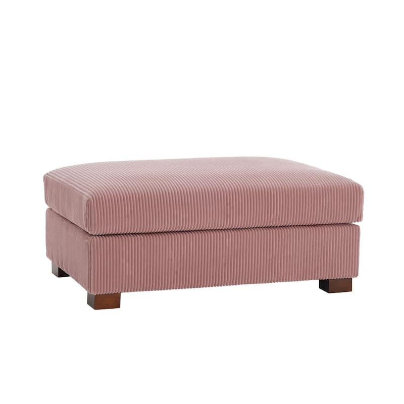 Modern Rectangle Oversized Stripe Corduroy Ottoman