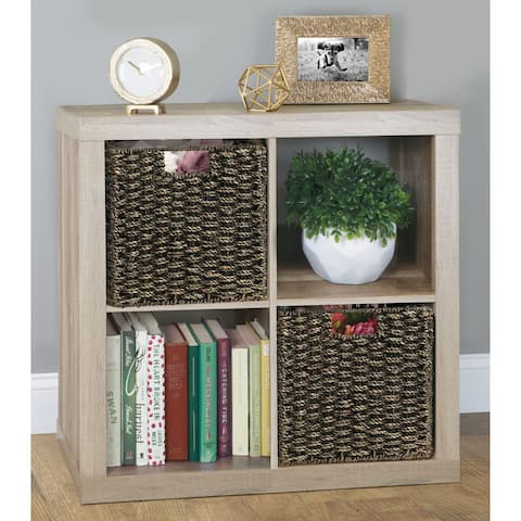 mDesign Woven Seagrass Home Storage Basket for Cube Furniture - 10.5 X 10.5