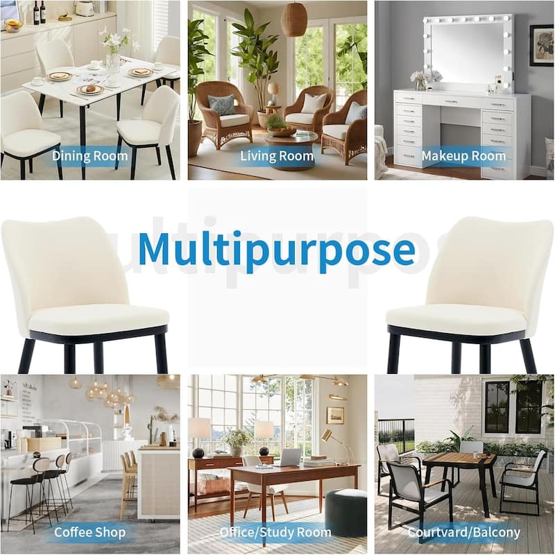 Upholstered Fabric Dining Room Side Chairs, Chair for Dining Room with Padded Seat and Wood Legs(Set of 2)
