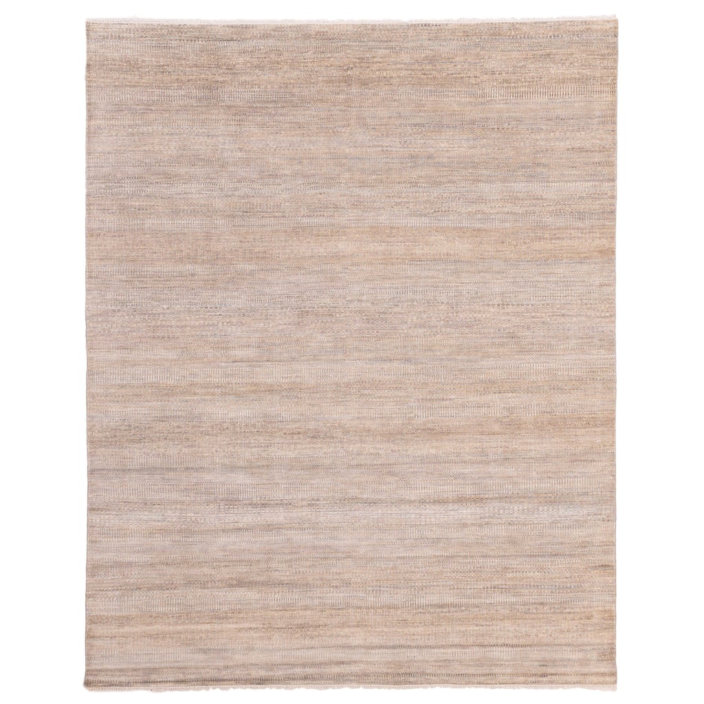 ECARPETGALLERY Hand-knotted Silk Shadow Tan Viscose, Wool Rug - 8'1 x 9'10